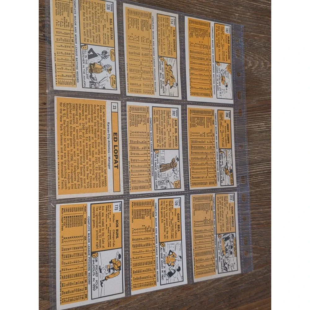 Vintage 1963 Topps Baseball Cards Sheet Of 9